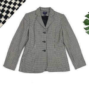 Ann Taylor Houndstooth Wool Blazer Jacket 8 Petite